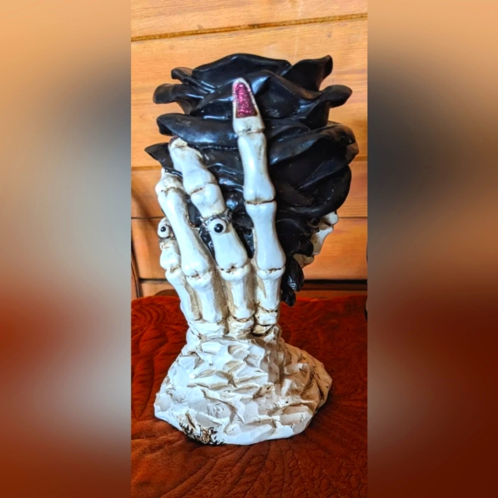 Black Rose Skeleton Hand Taper Candle Holder Yankee Candle Phantasmagoria